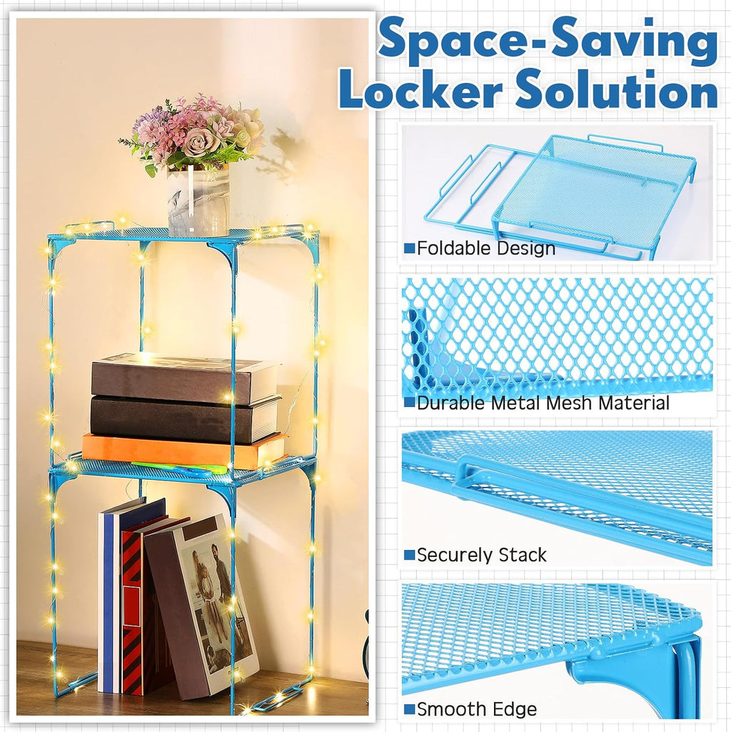 13 Pcs Locker Organizer and Accessories Includes Locker Shelf, Magnetic Pen Holder, Dry Erase Marker, Mirror