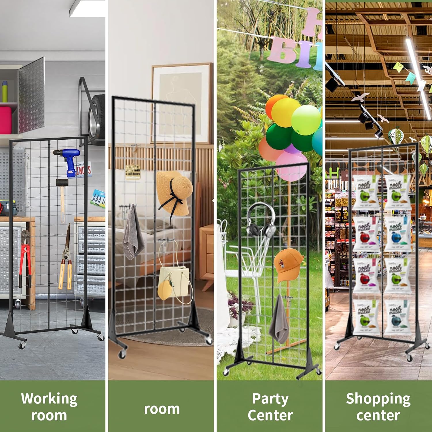 1-Pack Grid Wall Panels, 2' X 5.5' Ft Gridwall Panel Display Stand, Heavy Movable Floorstanding Detachable Gird Wall