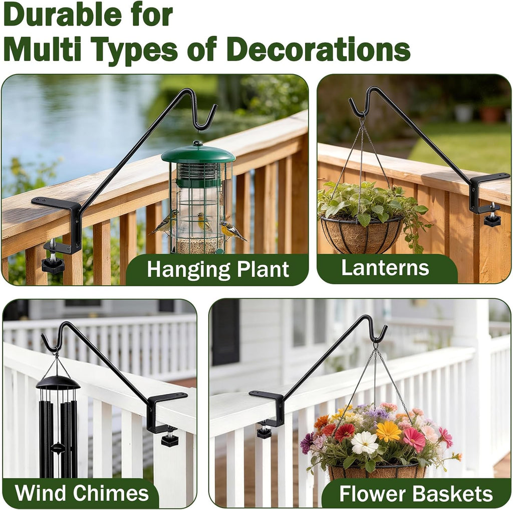 11 Inch Deck Railing Plant Hanger 2 PCS, Deck Hooks for Railing