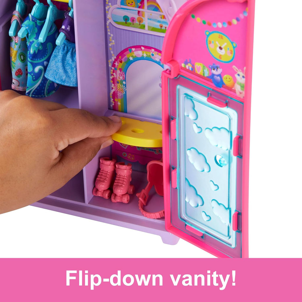 Barbie Chelsea Doll & Closet Toy Playset with 15 Pieces Clothes & Accessories Included, Foldable Set for On-The-Go