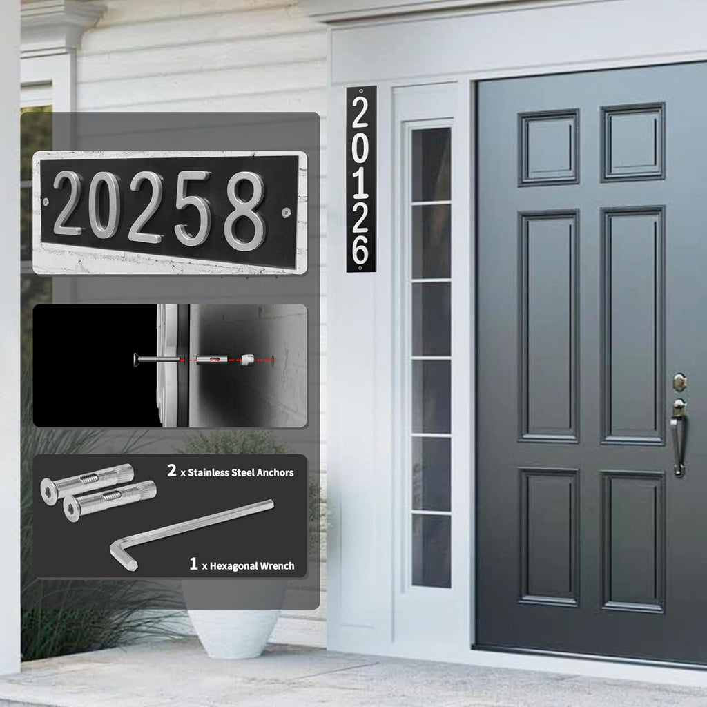 Personalized Floating House Numbers Address Street Sign Plaque in Vertical/Horizontal, Aluminum Modern Front Door