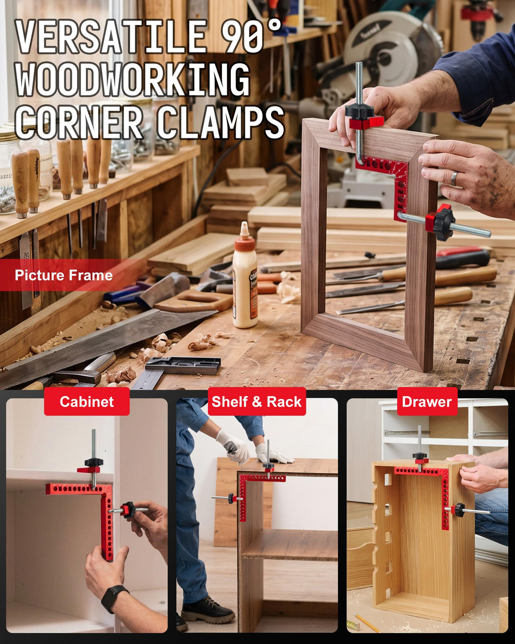 Comfylichi 8Pcs 90° Corner Squares & 14Pcs Woodworking Setup Blocks Bundle