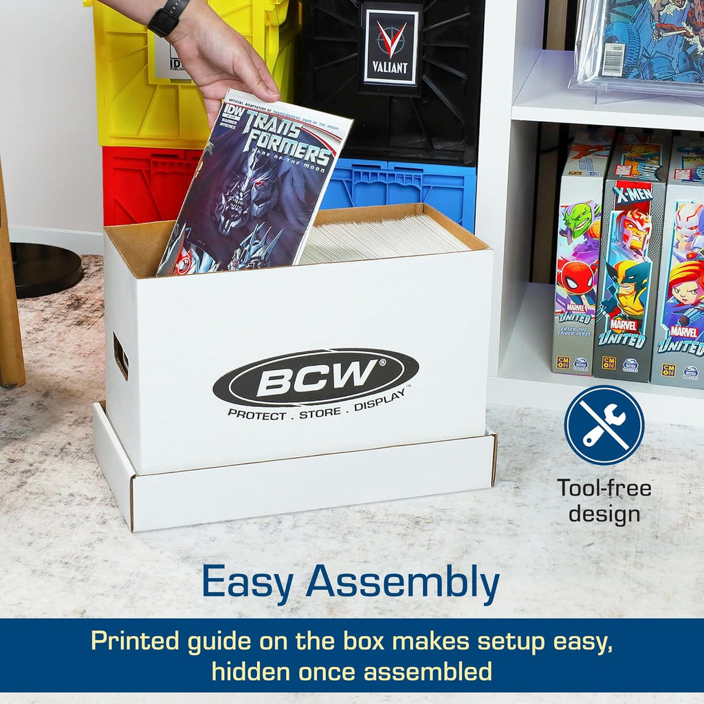 Short Comic Storage Box - 1 Pack | Holds 150-175 Current/Silver Age Comics | Stackable, Durable 200 lb. Strength