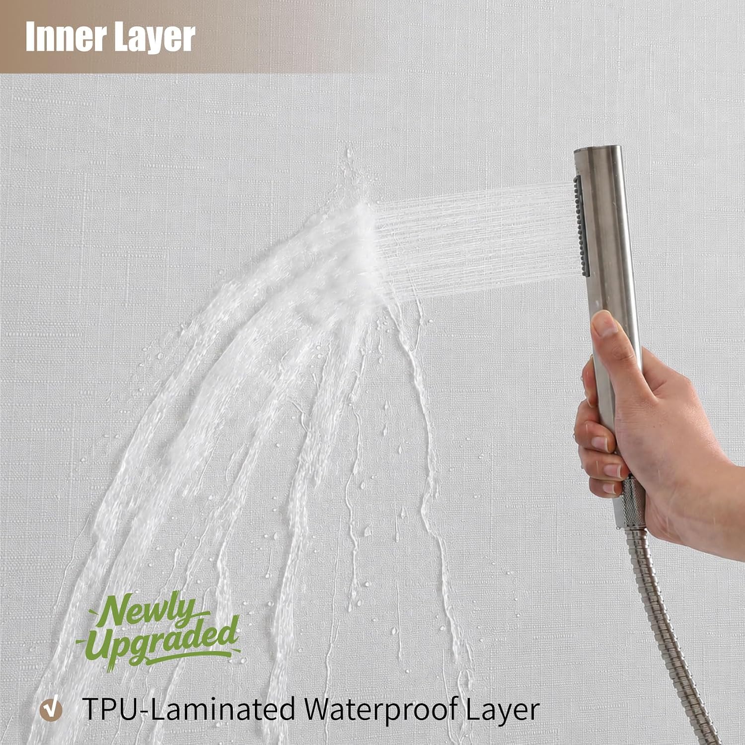 No Hook Shower Curtain, Waterproof Slub Fabric, White 71x74 in | no separate liner, split grommets, waterproof