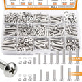 408PCS Machine Screws Nuts and Bolts Assortment Kit (# 6-32/# 8-32/#10-24 & M3/M4/M5) SAE & Metric 304 Stainless