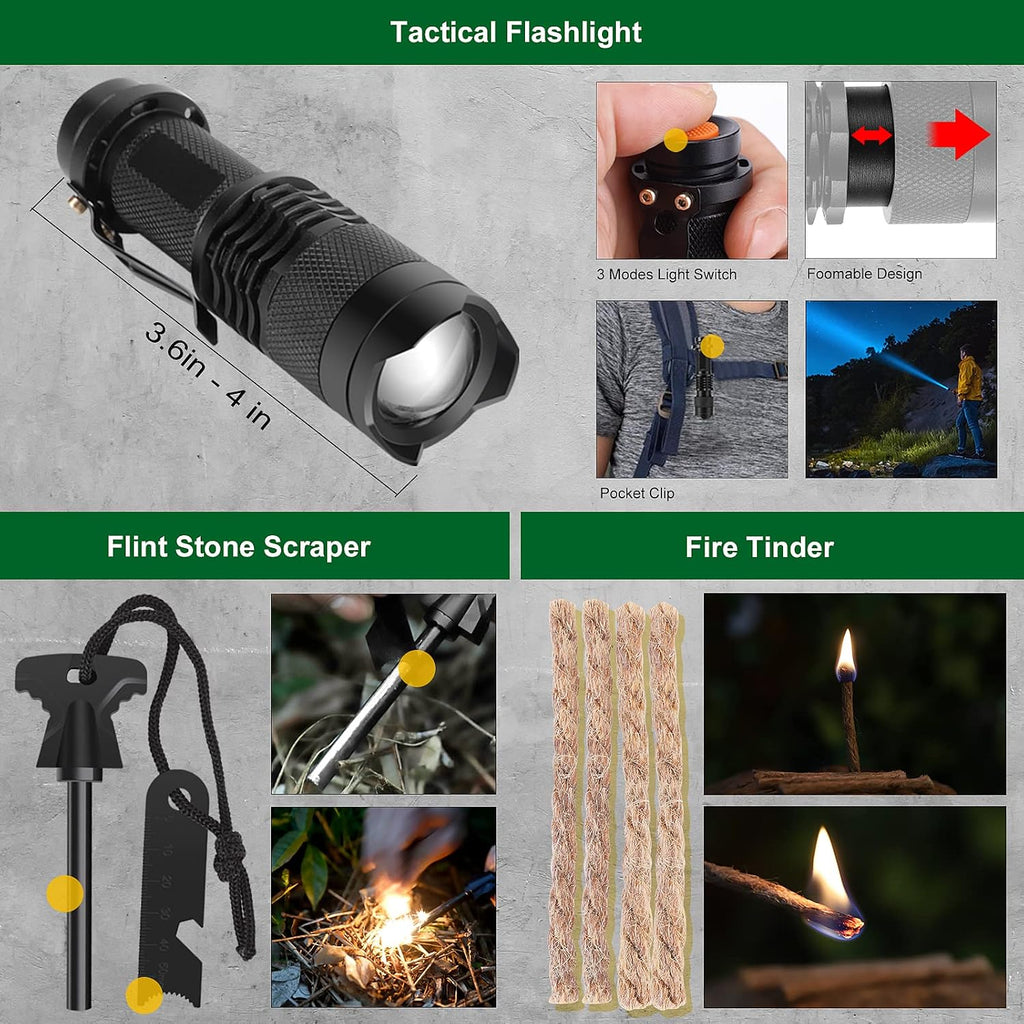 Survival Kits 27 in 1, Survival Gear and Supplies, Christmas Stocking Stuffers Camping Accessories Tactical Gear