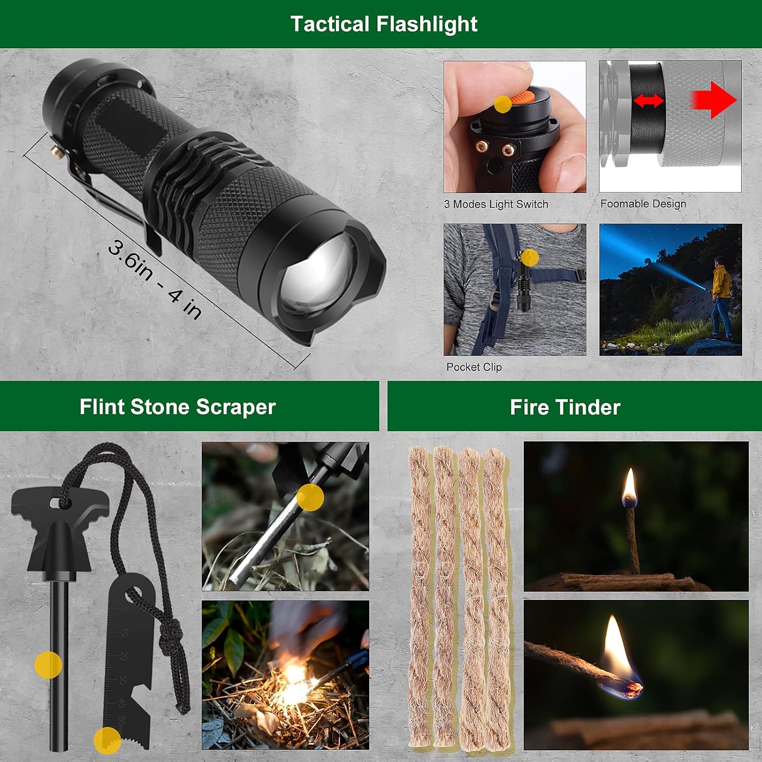 Survival Kits 27 in 1, Survival Gear and Supplies, Christmas Stocking Stuffers Camping Accessories Tactical Gear