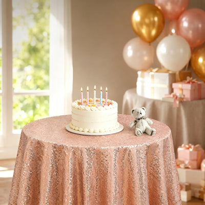 Rose Gold Tablecloth, Sequin Tablecloth 50Inches