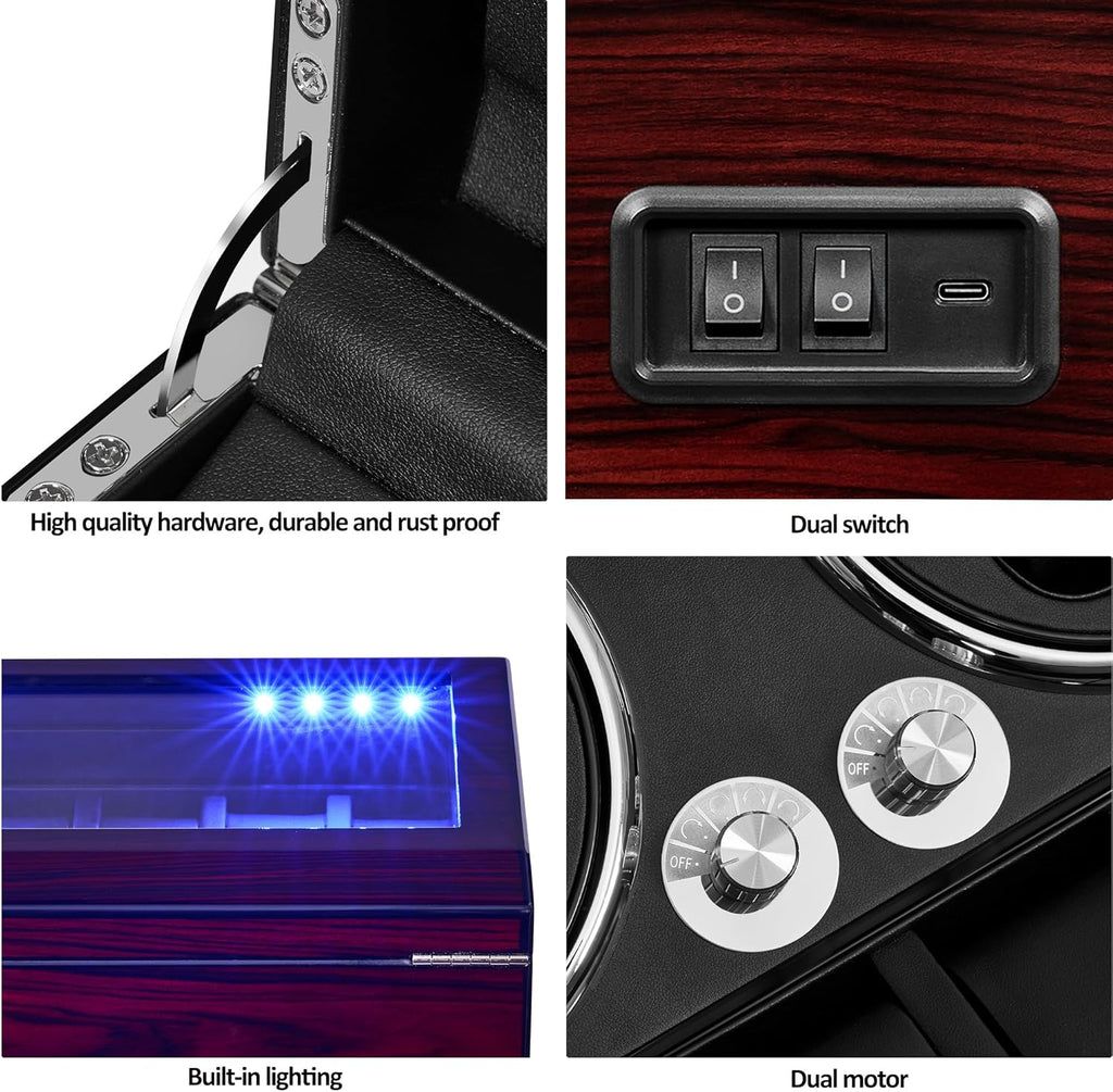 Watch Winder for Automatic Watches, Automatic Watch Winder Box | 4 Watch Rotator and 6 Extra Storages Super Quiet