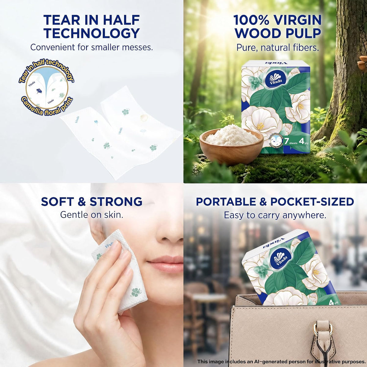 4-Ply Pocket Tissues, 18 Travel-Size Packs, 7 Sheets Each