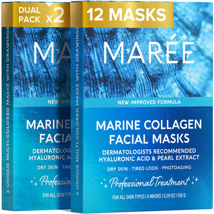 Collagen Face Masks Skincare - Facial Mask Centella Asiatica 12 Ct