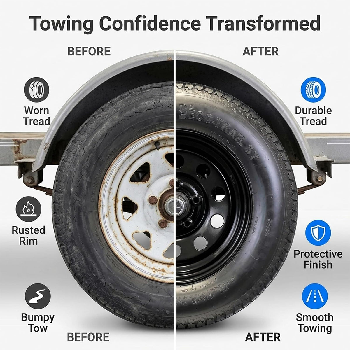 2-Pack Trailer Tire Rim Assembly ST205/75D15 5 Lug Black Mod