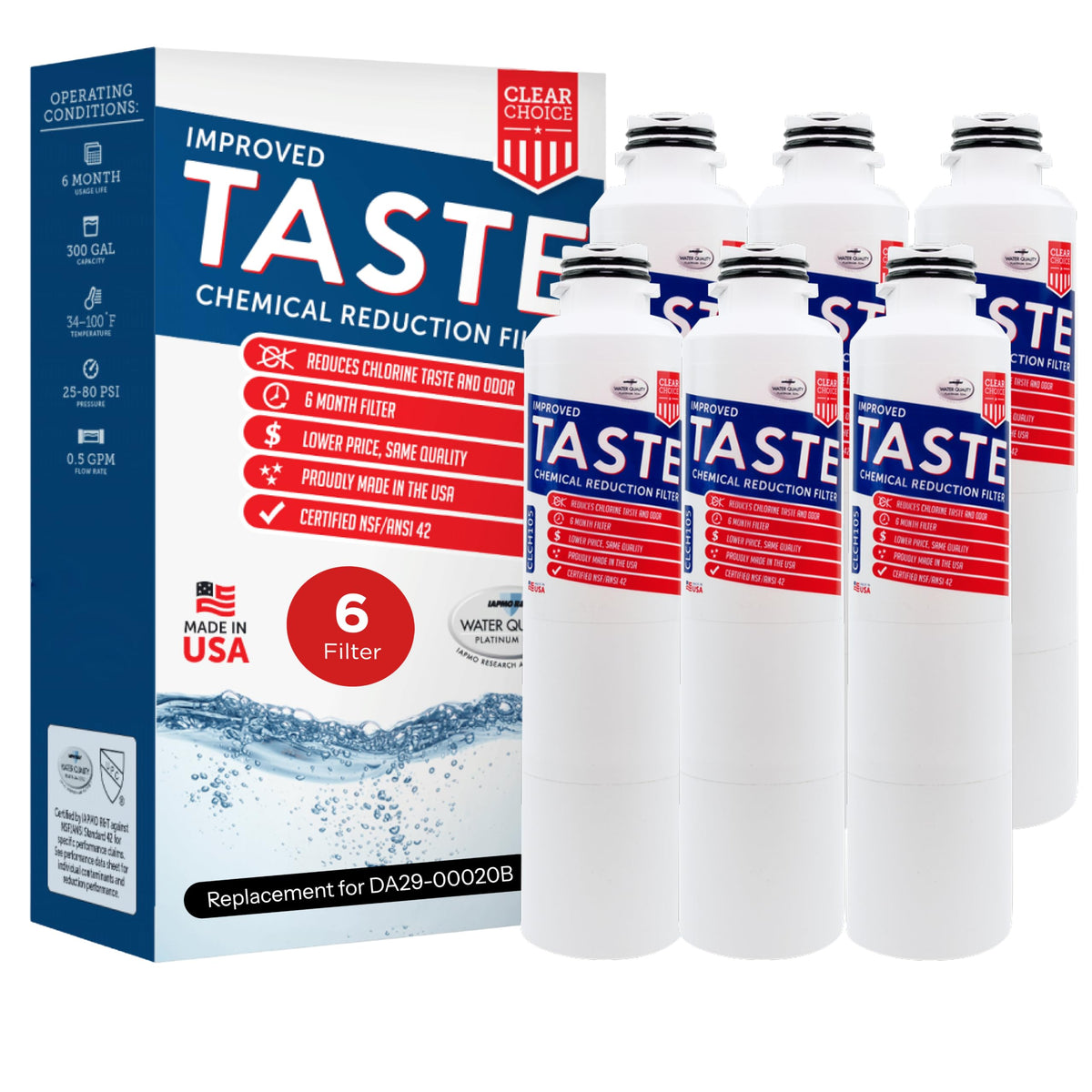 Water Filter for Refrigerator DA29-00019A 6-Pack Made in USA