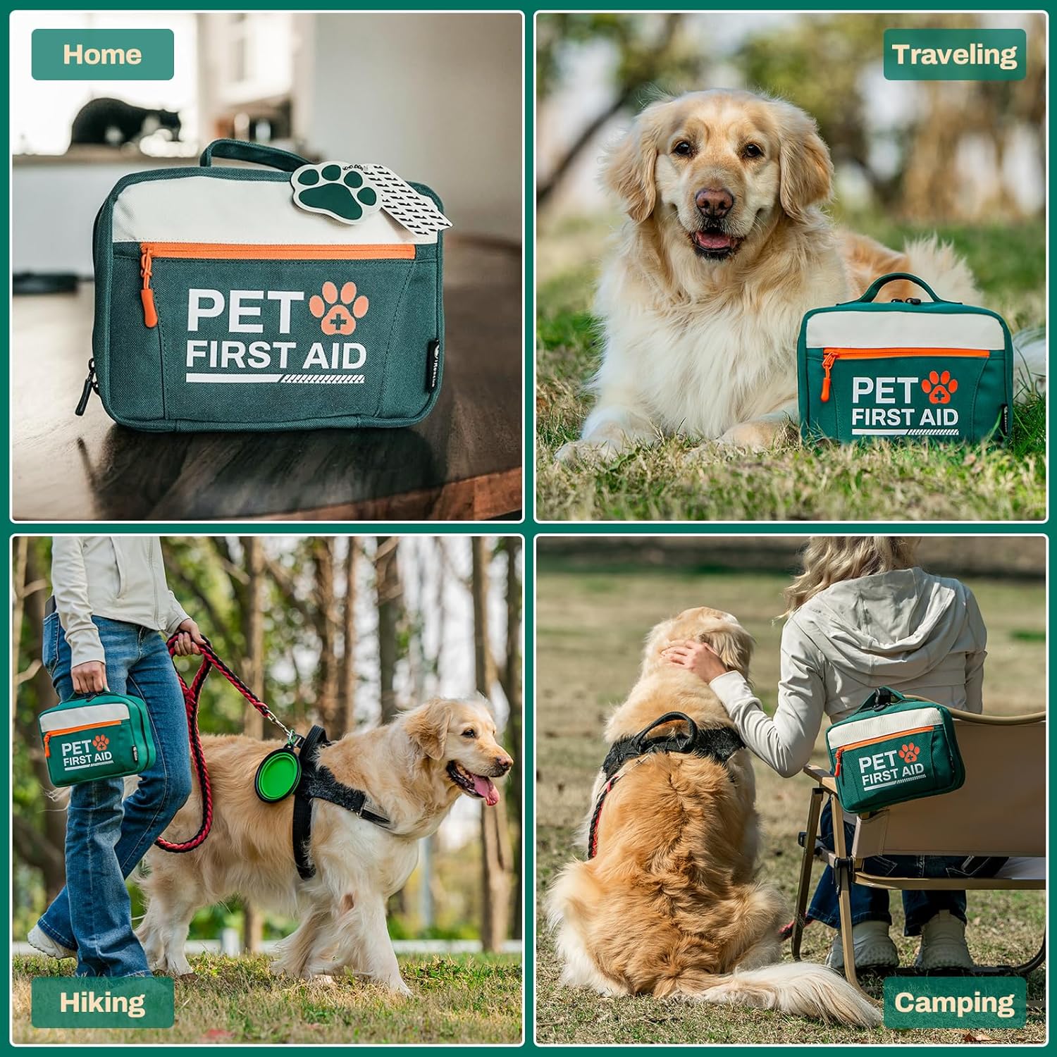 Dog First Aid Kit, Pet Emergency Kit for Dogs & Cats with Thermometer, Toothbrush & Poop Bags for Daily Care, First