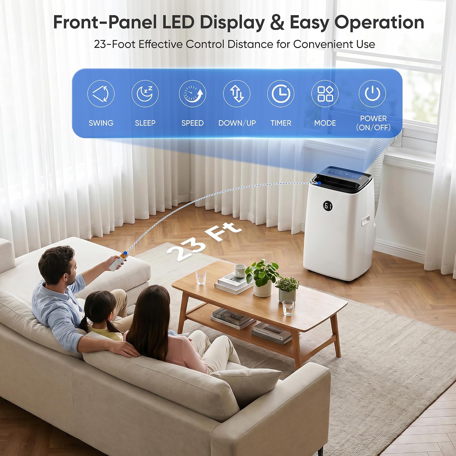 14,000 BTU Portable Air Conditioners, AC Unit for Large Rooms Up to 700 Sq Ft, Cooling, Fan, Dehumidifier, Sleep