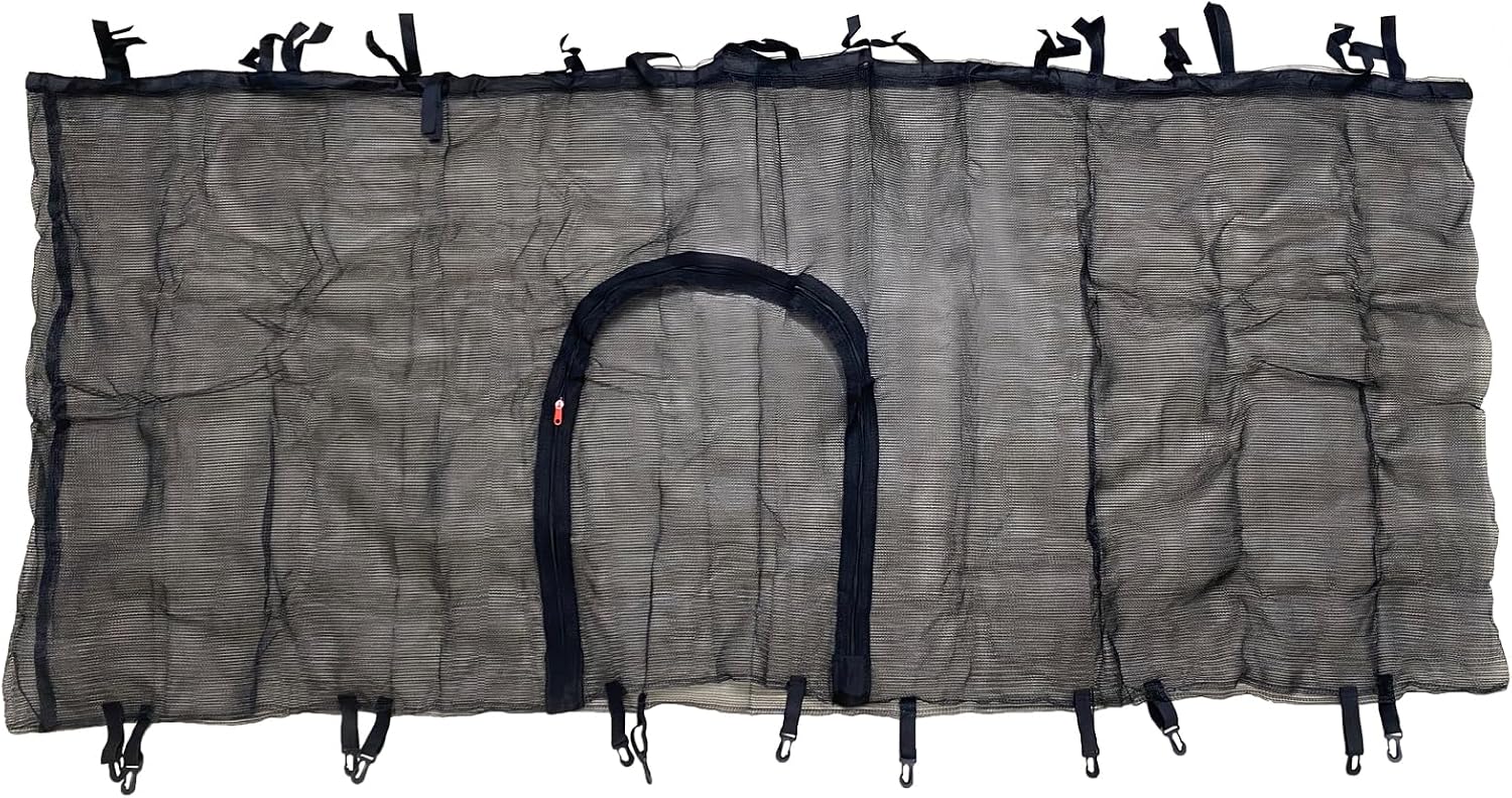 55" 60" Trampoline Replacement Net with Zipper and Hooks, Breathable and Tear Resistant, Trampoline Enclosure Net