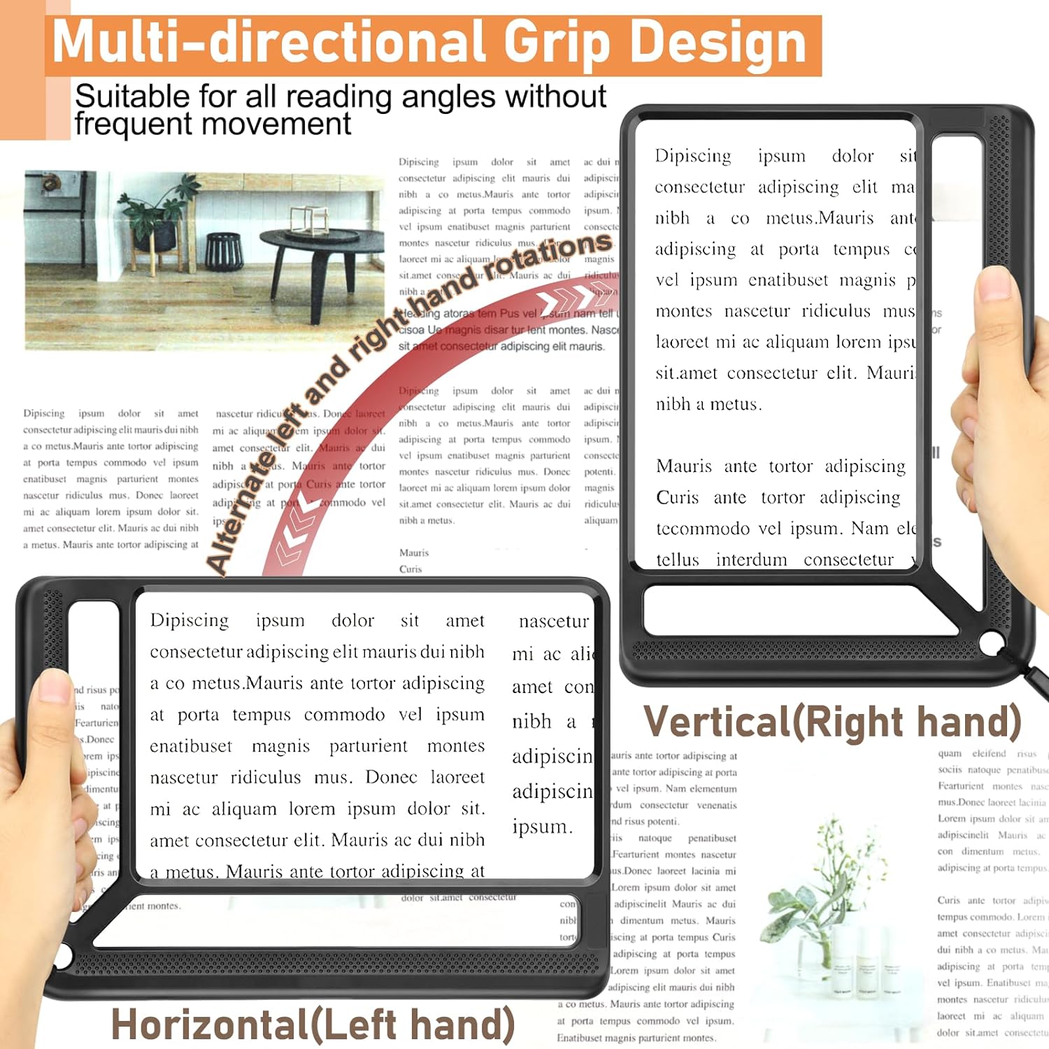 5X Full Page Magnifying Glass for Reading, Lightweight Rectangular Magnifier Provides Large Book Page Viewing Area