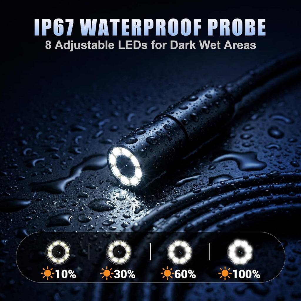 Endoscope Camera with Light, 1080P HD Borescope with 4.3" IPS Screen