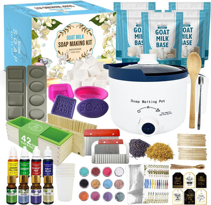 Premium Goat Milk Soap Making Kit with Soap Melter for Adults DIY Soap | All in One Soap Making Supplies Kit with