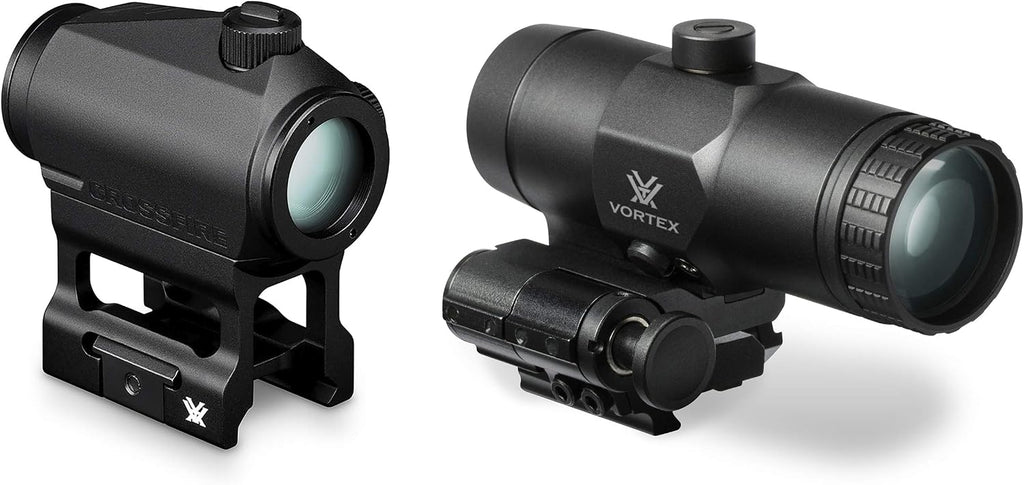 Optics Crossfire Red Dot Sight (CF-RD2) & 3X Magnifier w/Built-in Flip Mount (VMX-3T)