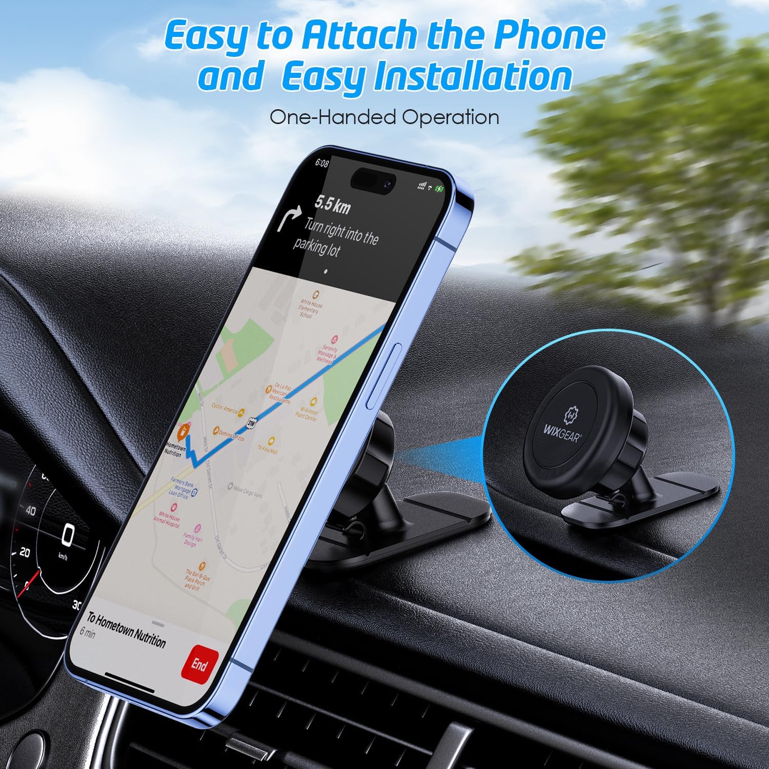 Magnetic Car Mount [2-Pack] - Universal Stick-On Dashboard Magnetic Phone Holder for Car, Strong Magnet Mount for