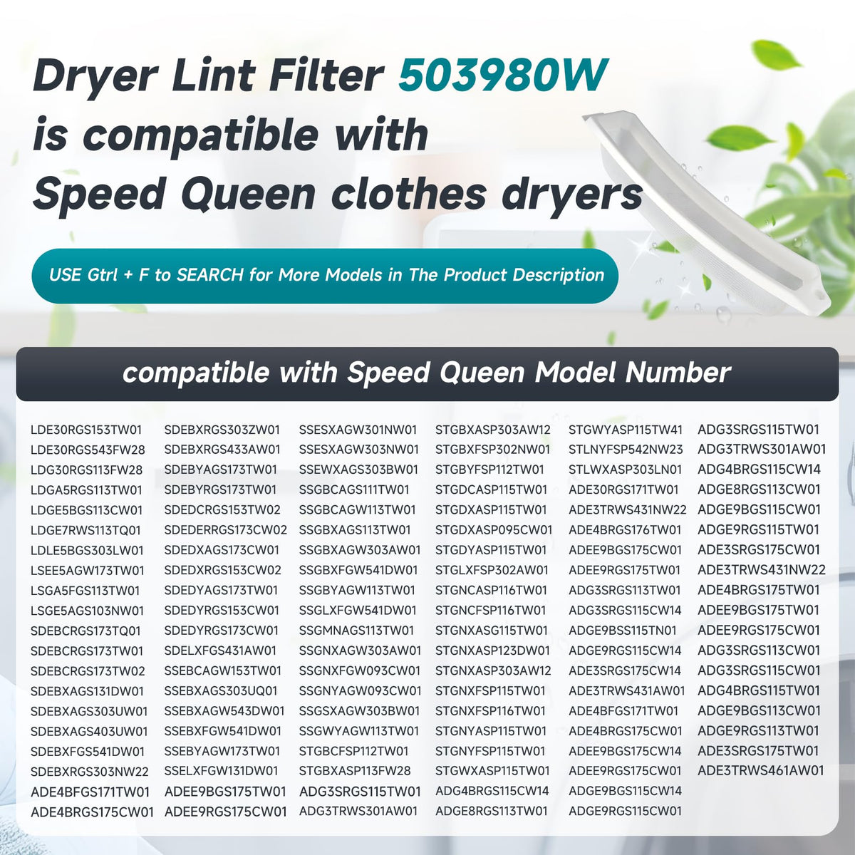 503980W Dryer Lint Filter Replacement Compatible with Speed Queen