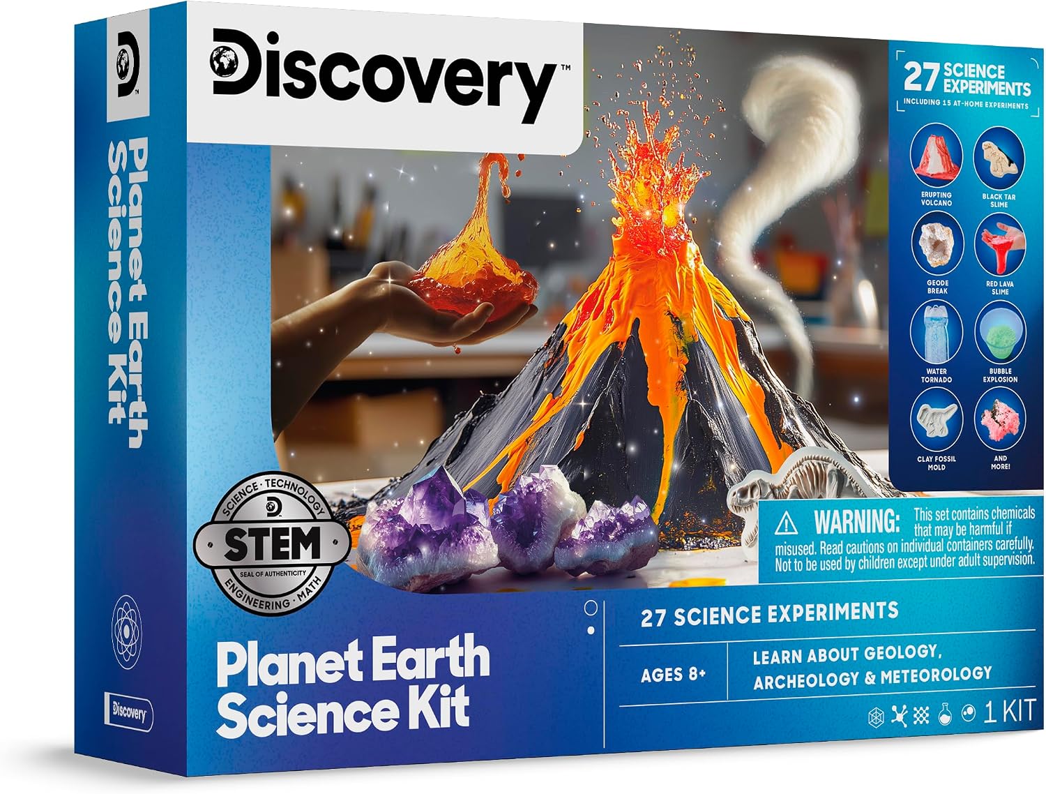 Planet Earth Science Kit for Kids| 27 Science Experiments| Erupting Volcano, Slime Lava, Geodes, Grow Crystals, Dino