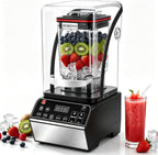 Quiet Blender, 80 oz Commercial Countertop Blender with Noise-Reducing Shield, 2200W Pure Copper Motor, 46000RPM, 6