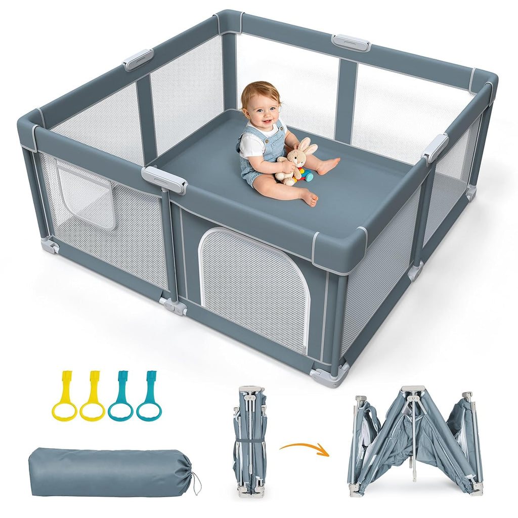 Foldable Baby Playpen - 50"×50" Collapsible Playpen for Babies and Toddlers | Portable Travel Play Yard