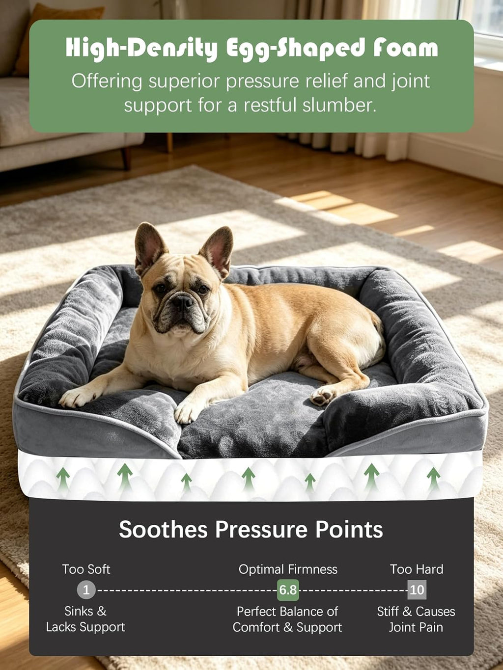 Orthopedic Dog Bed with Sides - Dog Sofa Beds for Medium Dogs, Supportive Foam Pet Couch Bed with Washable Removable
