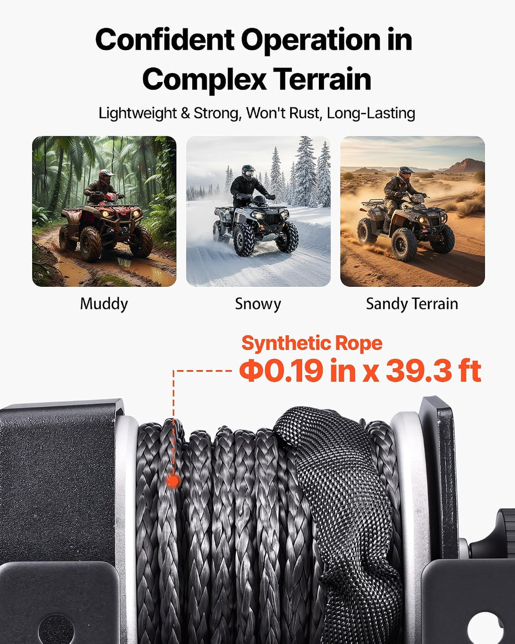 2500 lbs Electric Winch, 12V DC ATV/UTV Winch with Φ0.19 in x 39.4 ft Synthetic Rope & Wired Remote Control, IP55