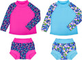Baby Swim Diaper Sets 2-Pack, Long Sleeve Rash Guard UPF 50+