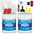 16-Piece Drywall Repair Kit, White Touch Up Paste with Mesh Patches | 2 Jars of Repair Putty, Self-Adhesive Mesh