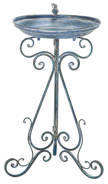 Outdoor Ashlan Metal Bird Bath, 27" Mossy Blue PAT5024C