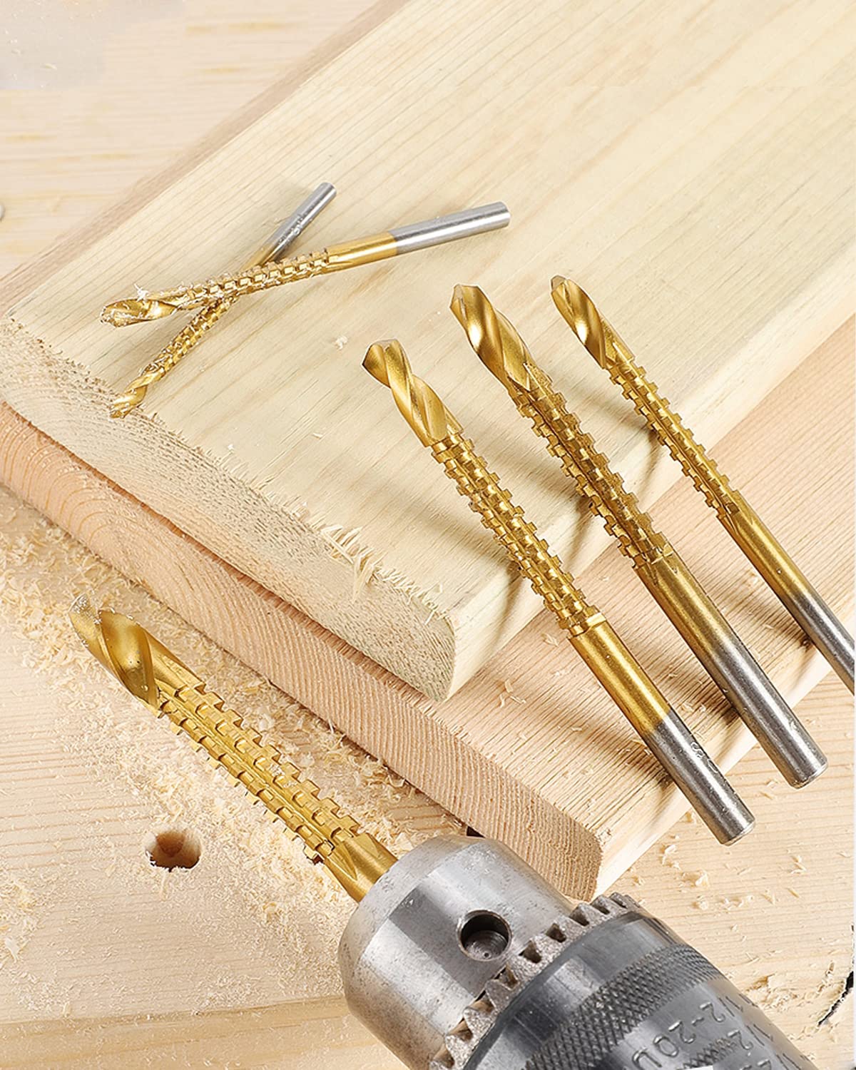 Rocaris 6 Pack 3-8mm Titanium Coated HSS Twist Drill Bits