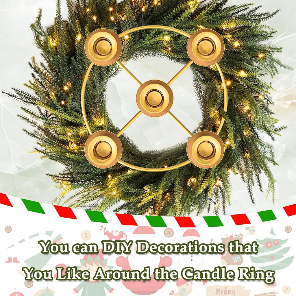 Advent Wreath 5 Candle Holder, Christmas Candle Rings Candle Holder for Tapered Advent Candles, Advent Wreath Ring
