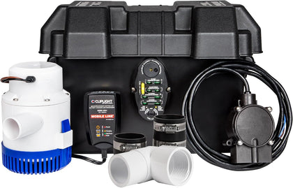 SPBS-1HF, 12V, 1 Amp, 2520 GPH Battery Backup Sump System | 12V Back-up Pump, switch, battery charger, and controller