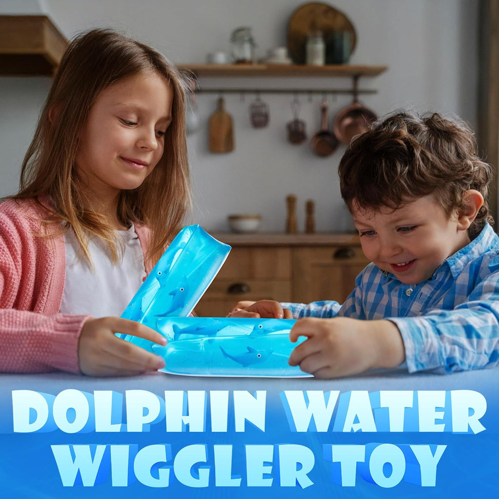 Dolphin Water Wiggler Toys (2-Pack) Water Snake Sensory Fidget Toys | Slippery Water Tubes for Kids, Birthday Party