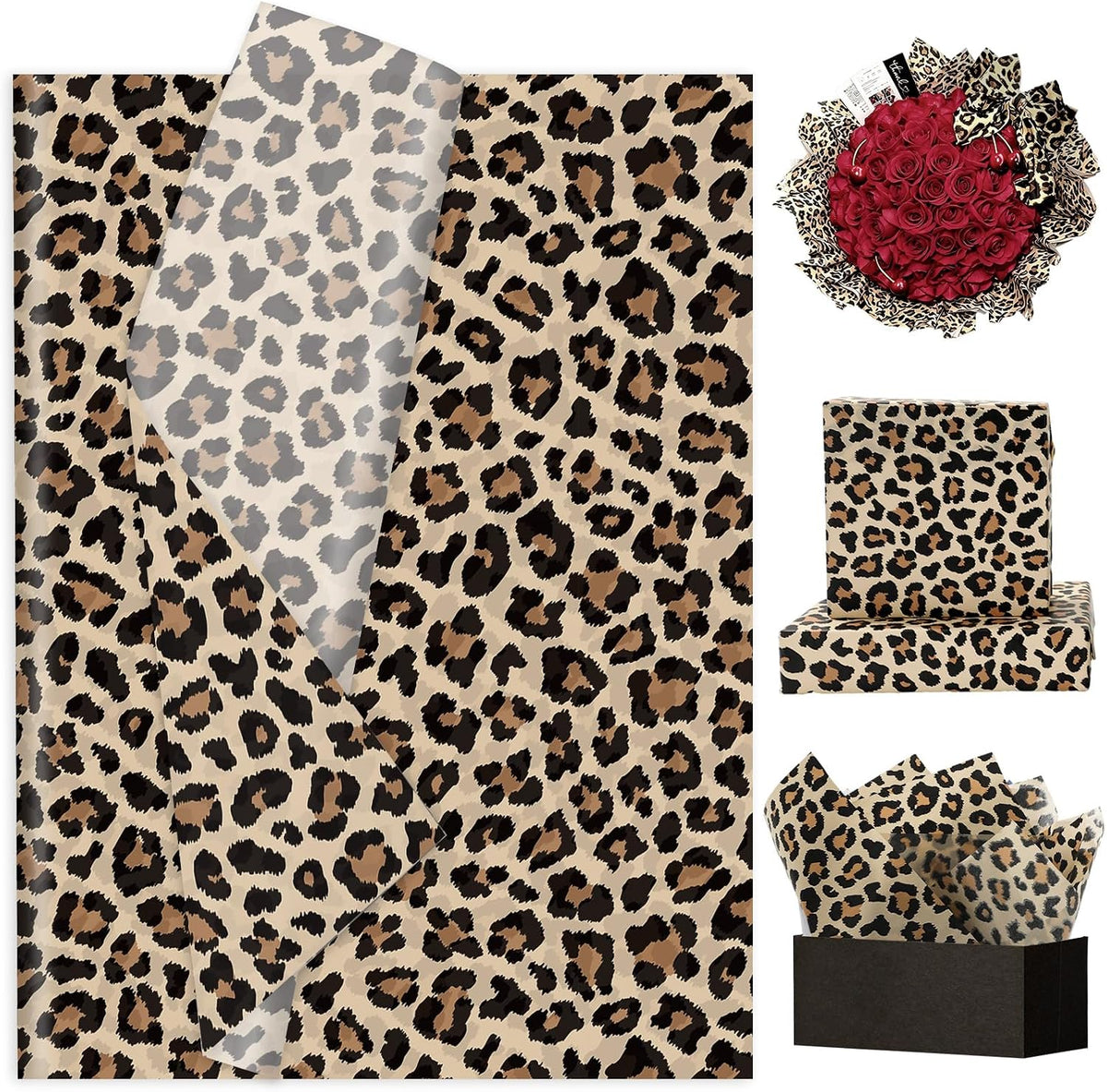60 Sheets Leopard Print Tissue Paper Gift Wrapping Paper, 14 x 20 Inch