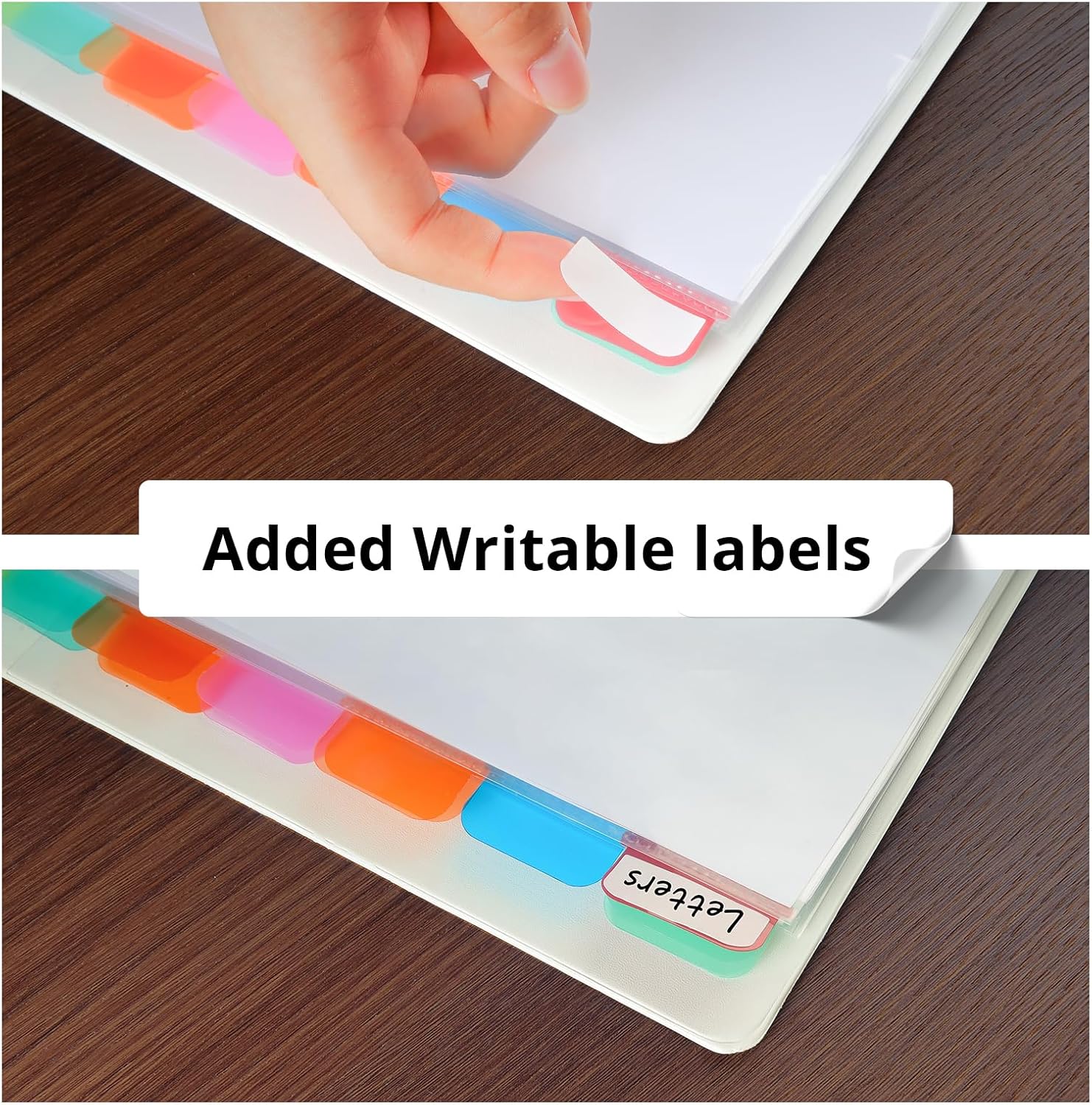 Binder Dividers with Tabs, 8 Tab Clear Sheet Protectors for 3 Ring Binder, White Dividers for 3 Ring Binder Page