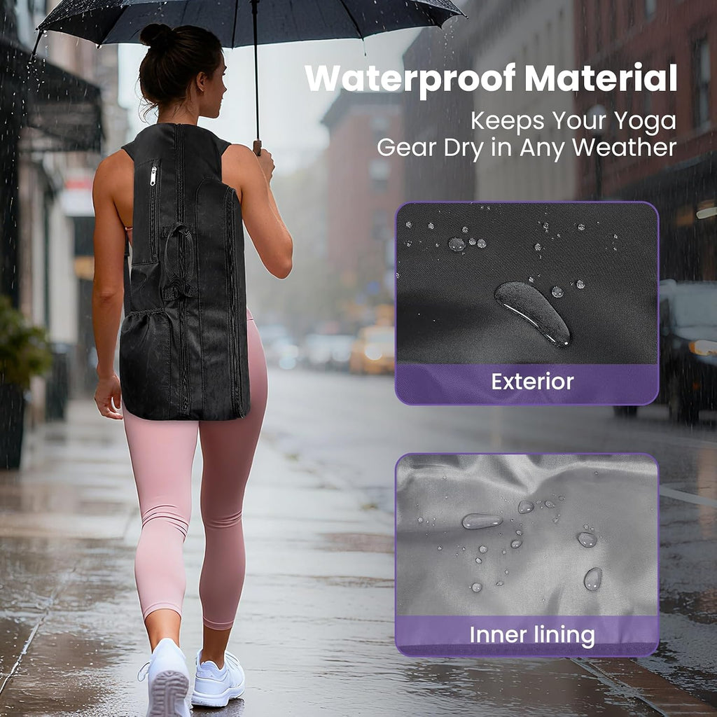 Yoga Mat Bag Backpack for Women and Men with Multi-Pockets for Mats Blocks and Accessories, Waterproof Yoga Mat