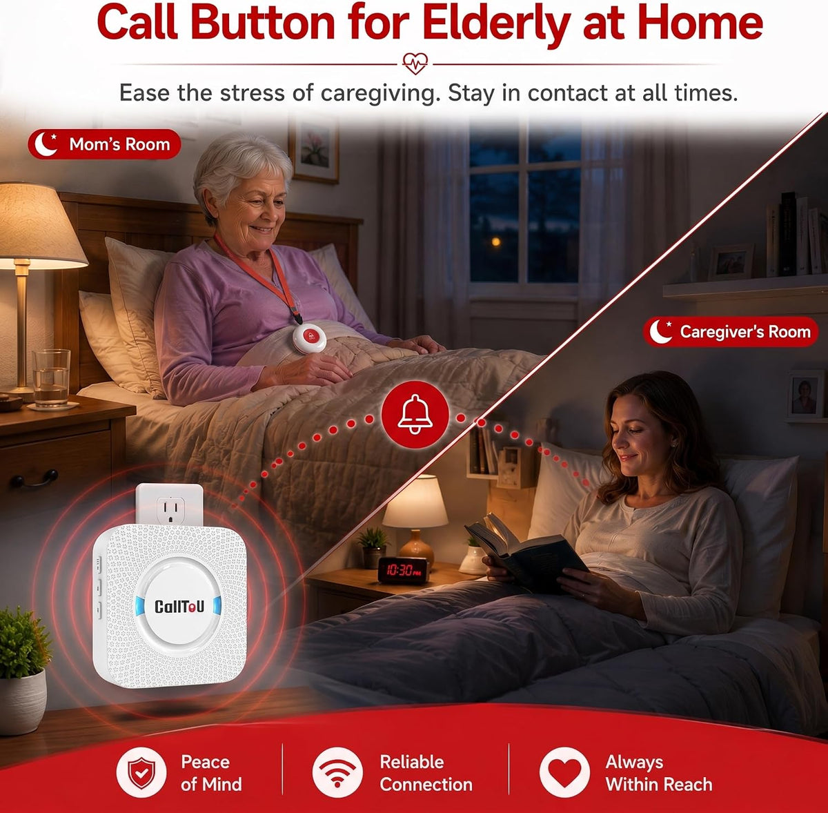 Caregiver Pager Wireless Call Button Nurse Alert System Home Care