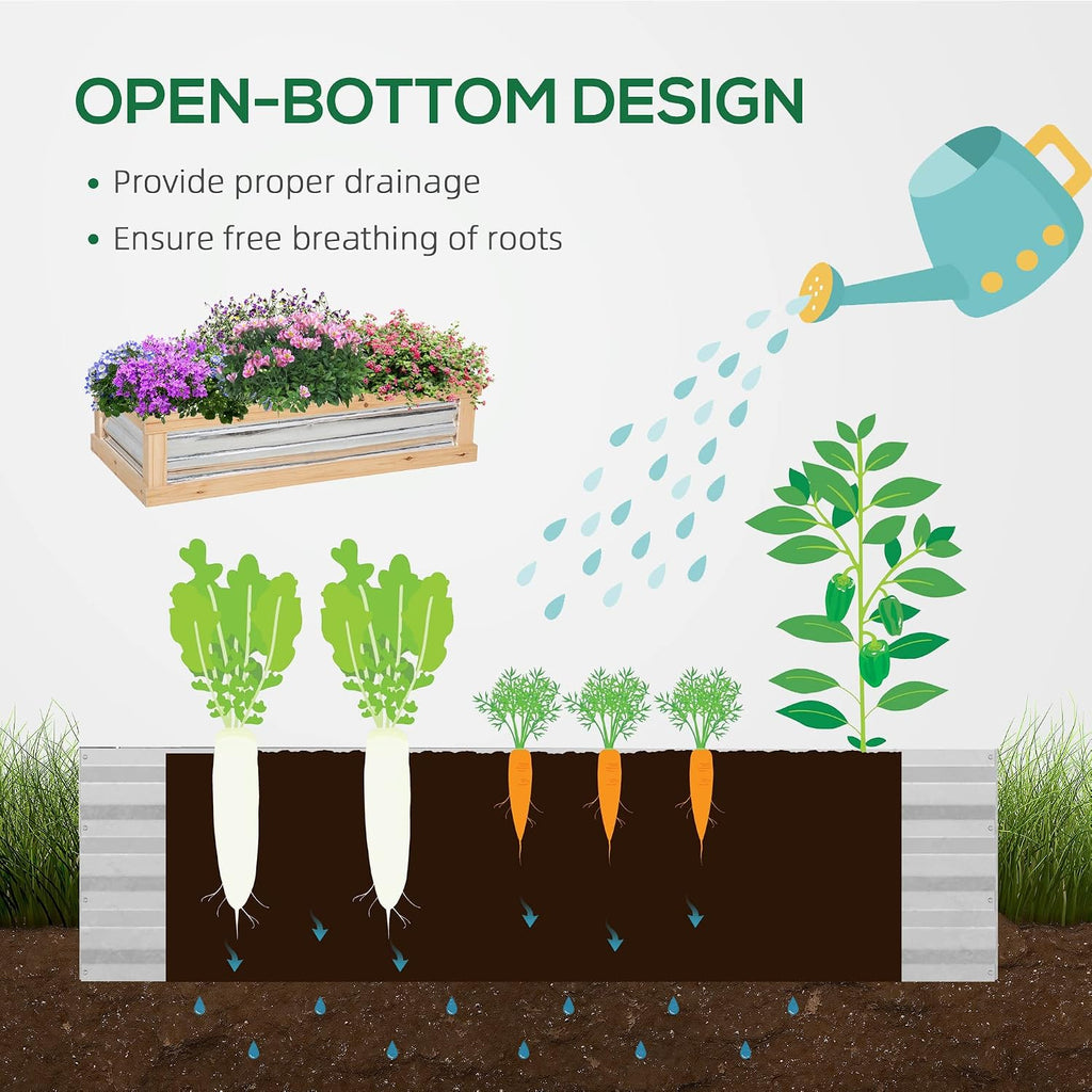 Raised Garden Bed, Polycarbonate Mini Greenhouse, Natural | 48" x 24" x 32", Wooden, Cold Frame Greenhouse, Flower