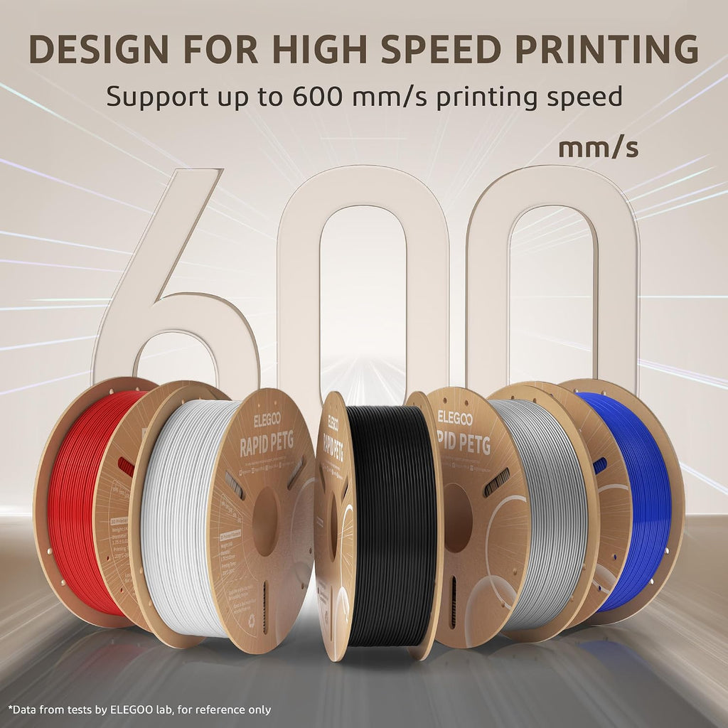 Rapid PETG Filament 1.75mm Black 1KG, High Speed 600mm/s 3D Printer Filament Dimensional Accuracy +/- 0.02 mm, 1kg