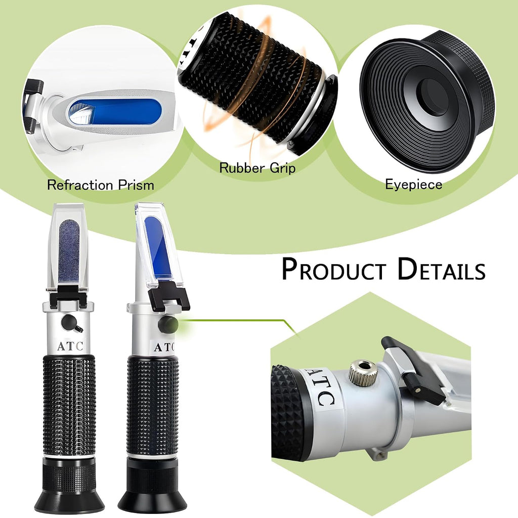 Seawater Salinity Refractometer, Automatic Temperature Compensation Seawater Salinity Hydrometer, 0-100ppt &