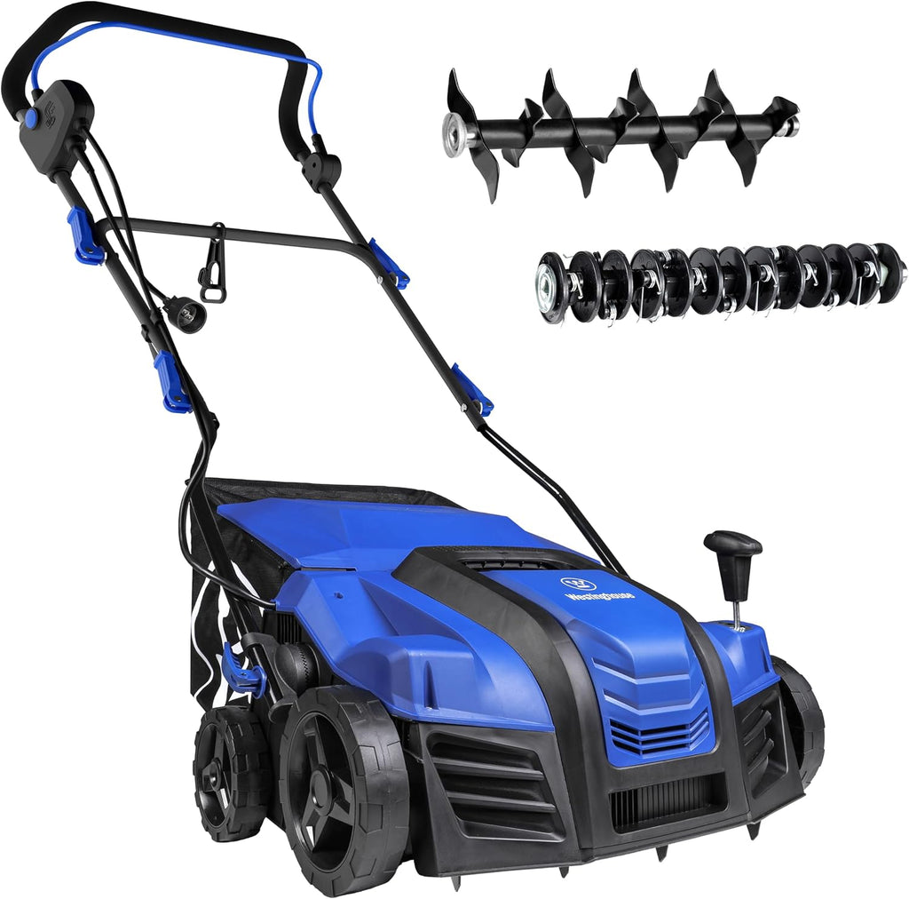 16" 15-Amp 2-in-1 Electric Dethatcher and Scarifier with Collection Bag