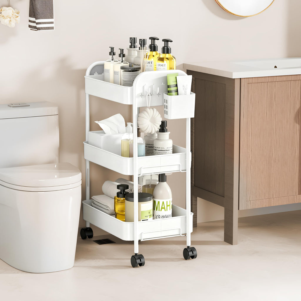 Heavy-Duty Rolling Cart 3 Tier Metal Utility Storage Cart