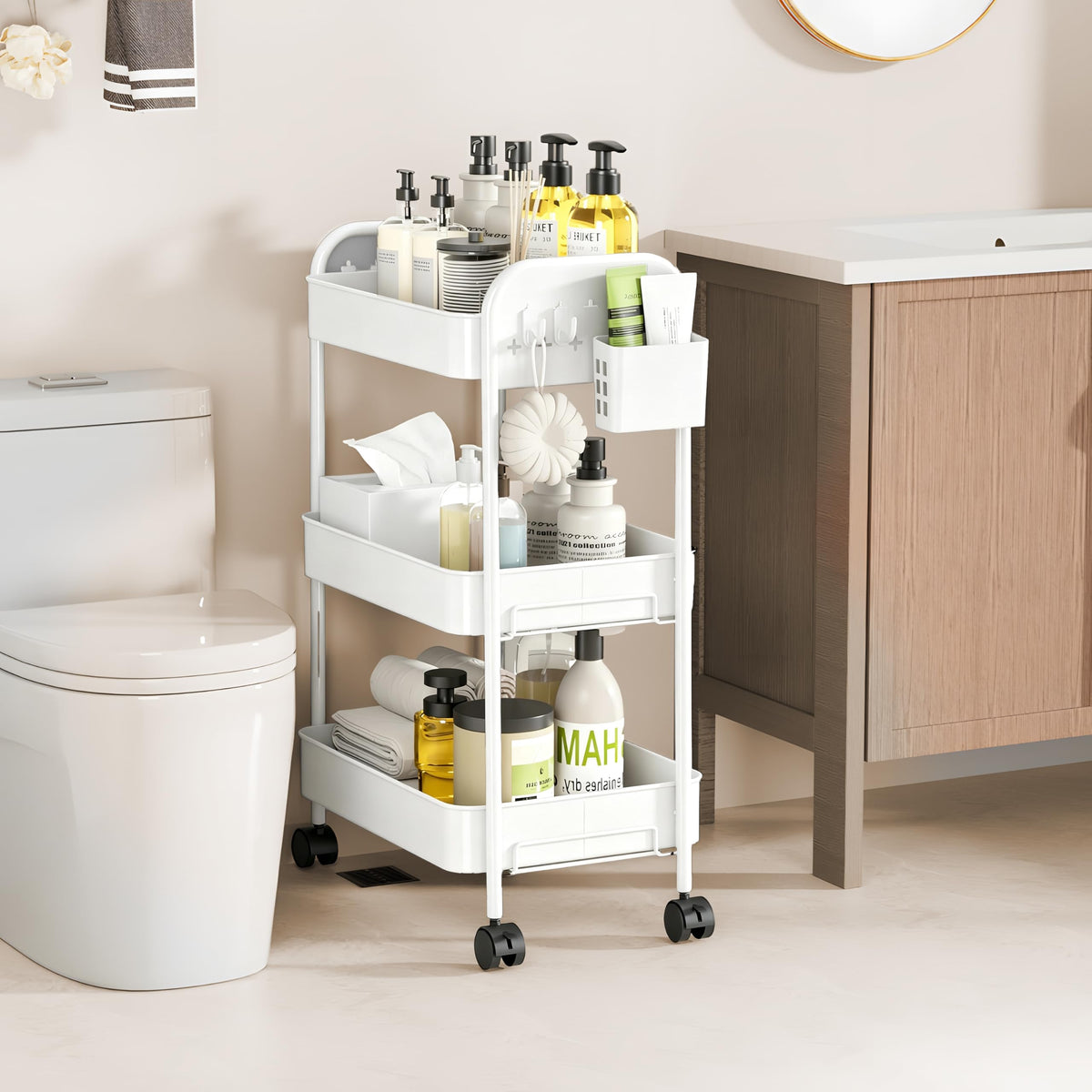 Heavy-Duty Rolling Cart 3 Tier Metal Utility Storage Cart