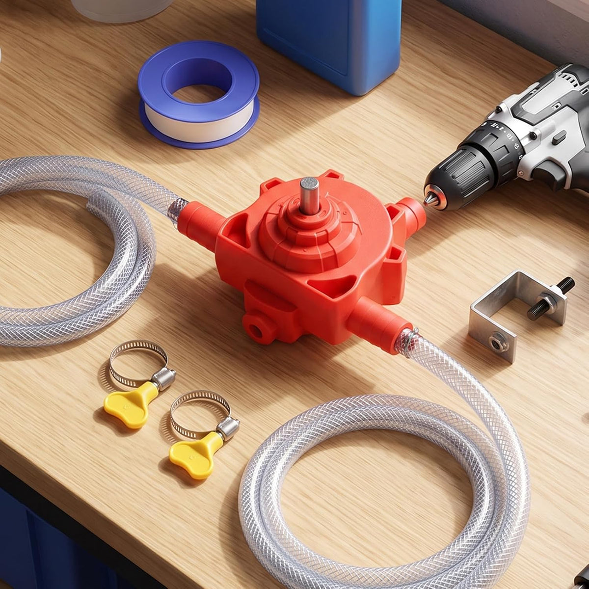 Self Priming Pump for Electric Drill, 750 GPH | Portable Water Transfer Pump, Handles Oil and Mild Acids, 3/4 Inch