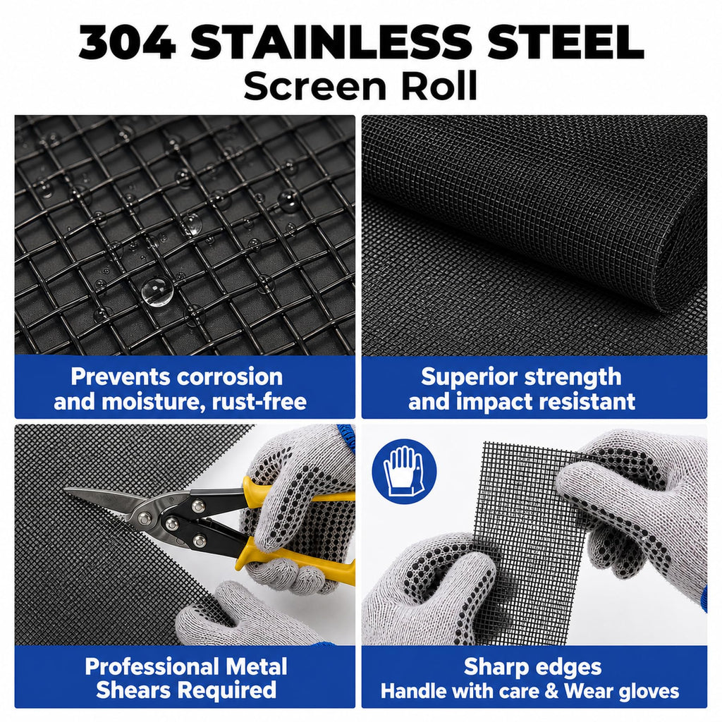 47in x 10ft Black 304 Stainless Steel Window Screen Mesh Roll